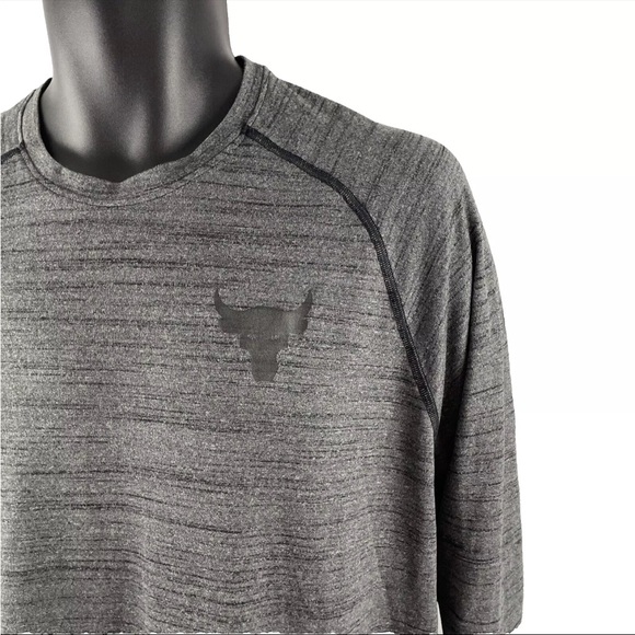 Mens Under Armour Project Rock 3/4 Sleeve Shirt Sz M Loose Heatgear - Picture 2 of 8